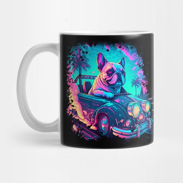 Neon Retro French Bulldog by T-signs